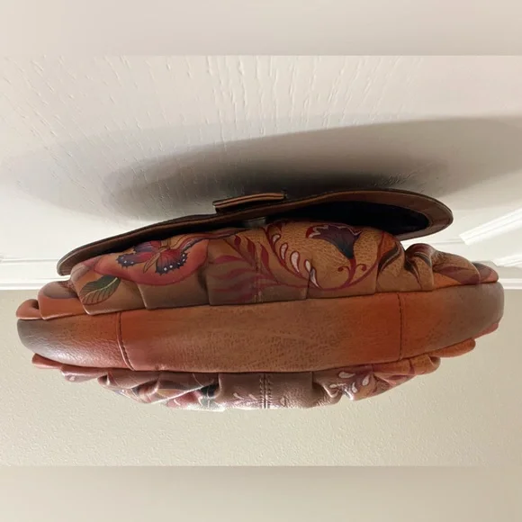 Anuschka Flying Jewels Small Ruched Flap Boho Shoulder Bag Limited Ed, Like New - Picture 8 of 14